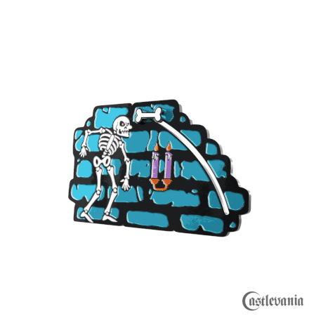 Skeleton Throwing Bone Enamel Pin